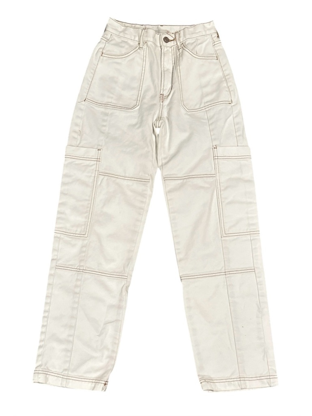 BDG Kate High-Rise Baggy Jeans White Contrast Stitch 24